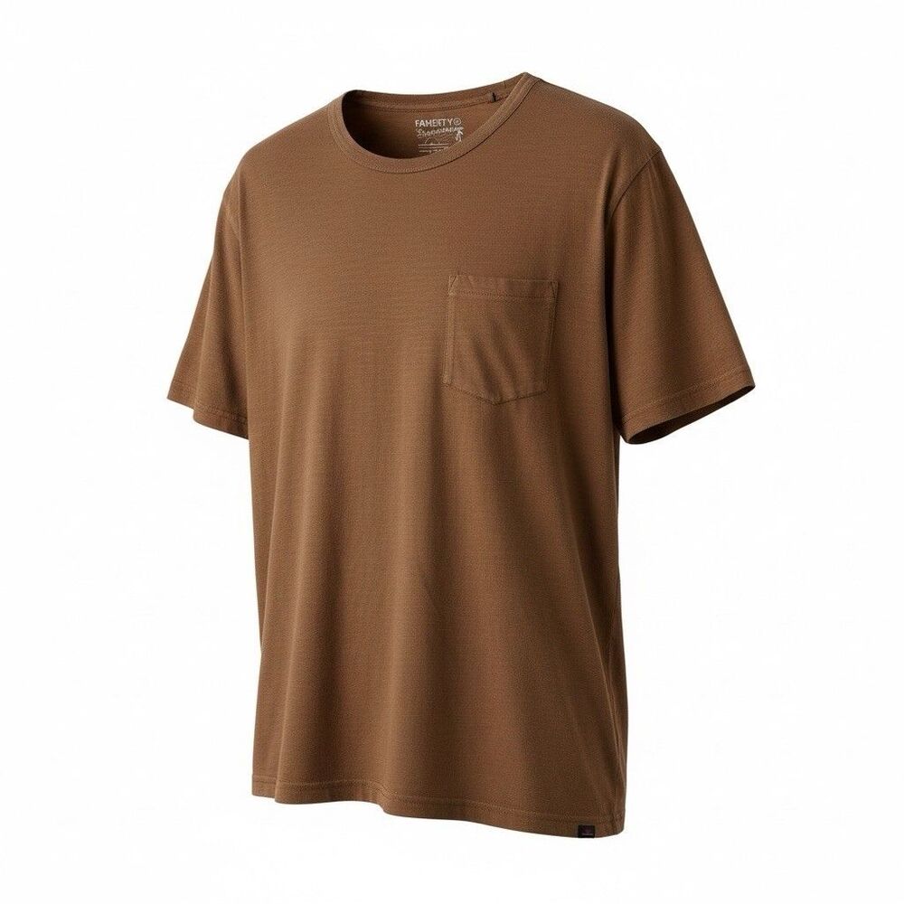 Faherty Mens Shirt Size XL Walnut Sunwashed Short Sleeve Crew Neck Casual Tee
